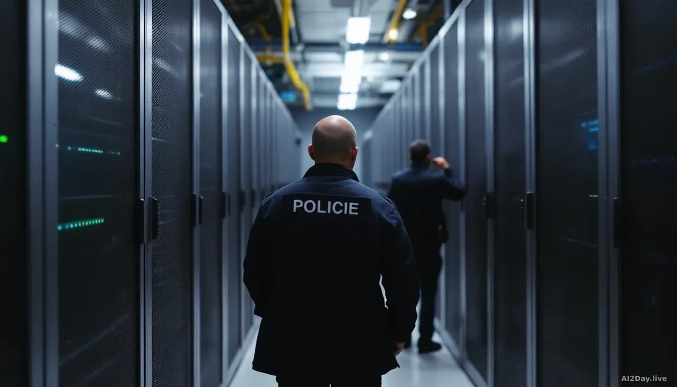 Dutch authorities arresting individuals in a data center raid