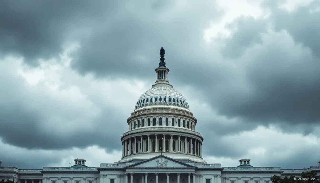 US Capitol building under a cloudy sky, symbolizing legislative deadlock on surveillance laws