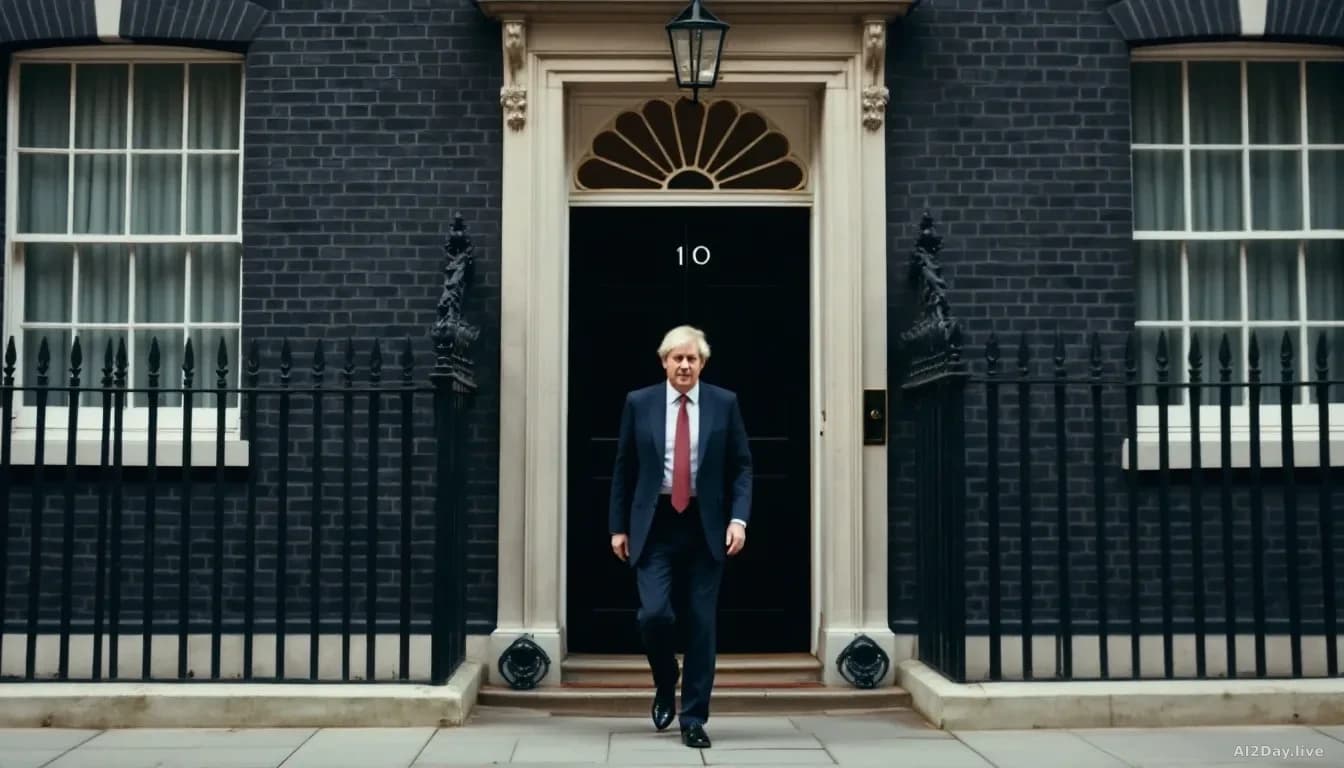 A new prime minister entering 10 Downing Street, with a focus on political challenges like defense, welfare, and cost of living in the UK