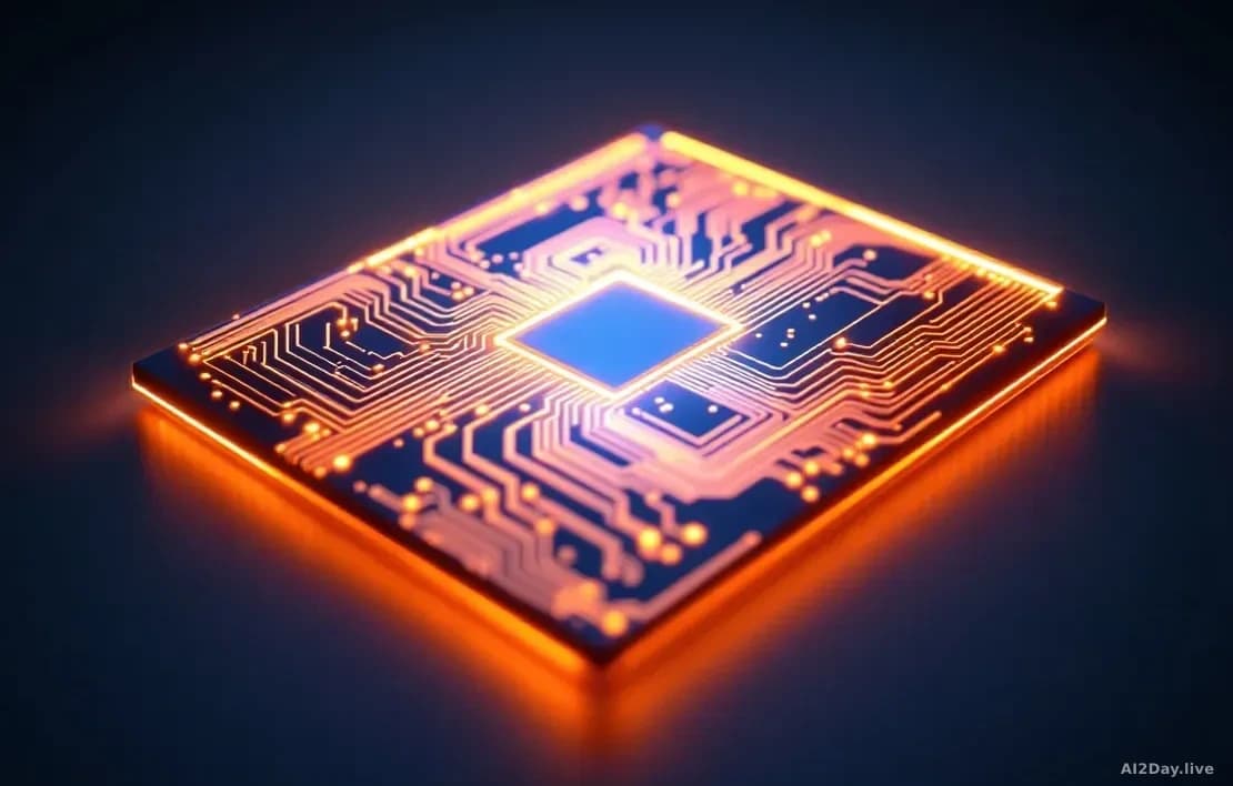 A single glowing circuit board floats in a dark void, its copper traces forming recursive loop patterns that feed back into themselves, lit by cool blue and amb