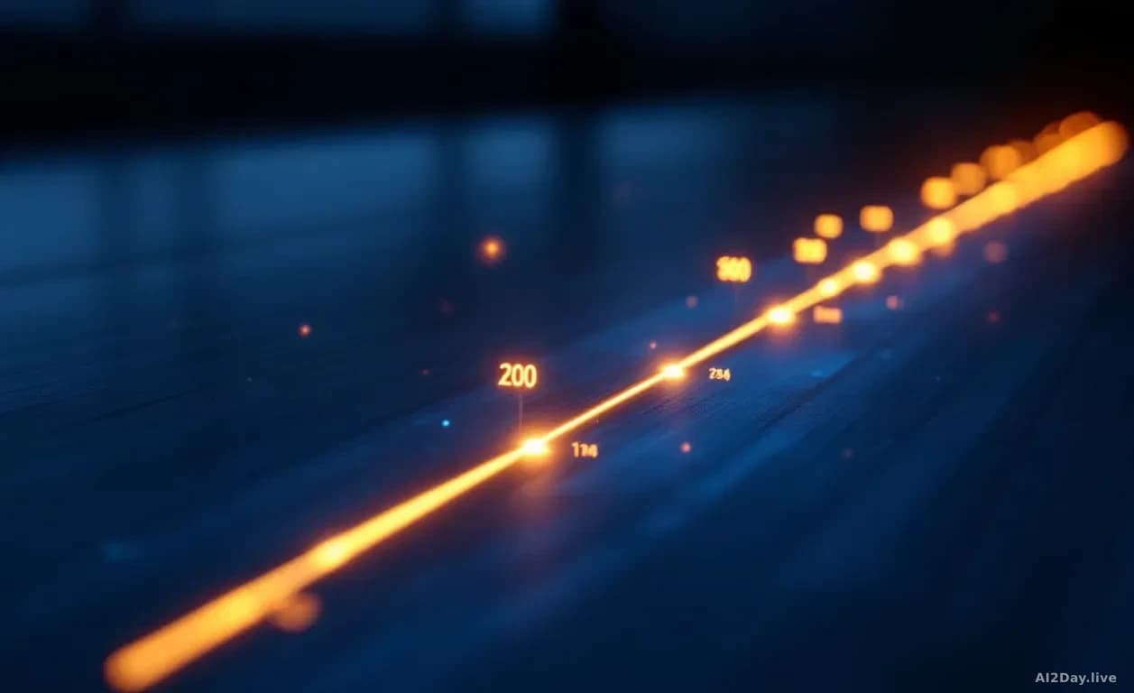 A glowing timeline bar stretching across a dark surface, with small bright markers at irregular intervals representing timestamps, soft blue and amber light, ne