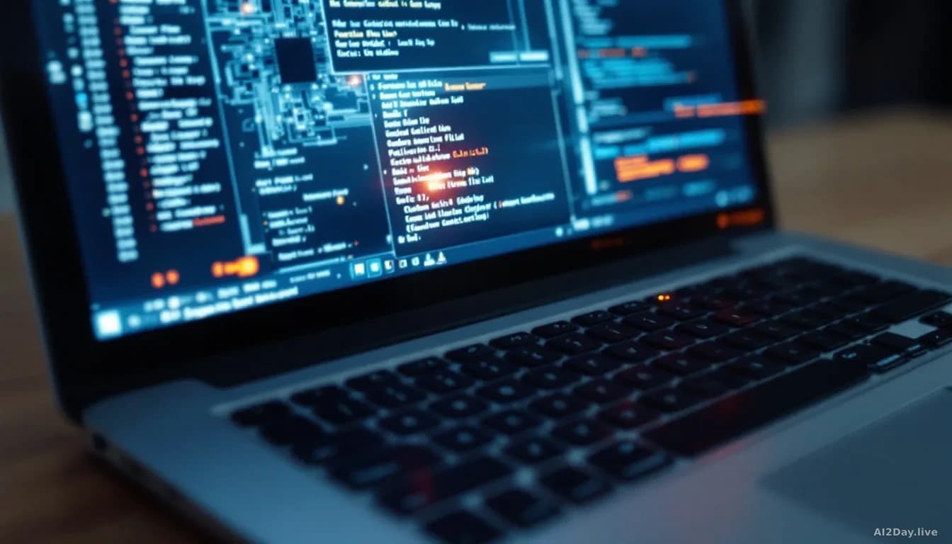 A laptop computer with sensitive circuit design files open on screen, forensic evidence markers and timestamps overlaid, documents appearing to be deleted with 