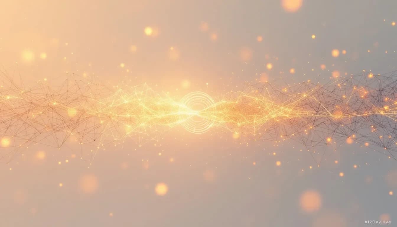 Two separate AI model visualizations—represented as glowing neural networks—exchanging mathematical patterns through a compressed channel without transmitting r