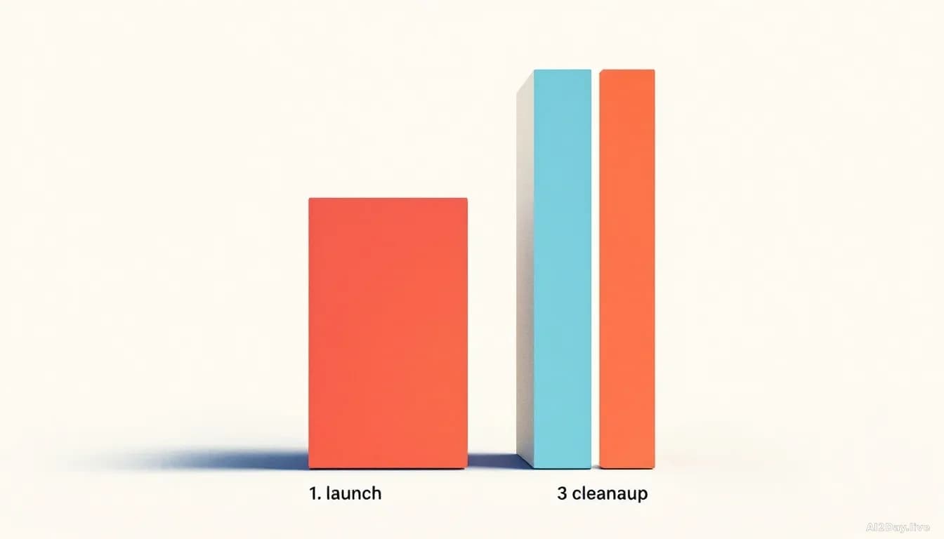 Abstract bar chart with two bars: a tiny bar labelled 1 on the left, a much taller bar labelled 6 on the right, split into two coloured segments (three for a la