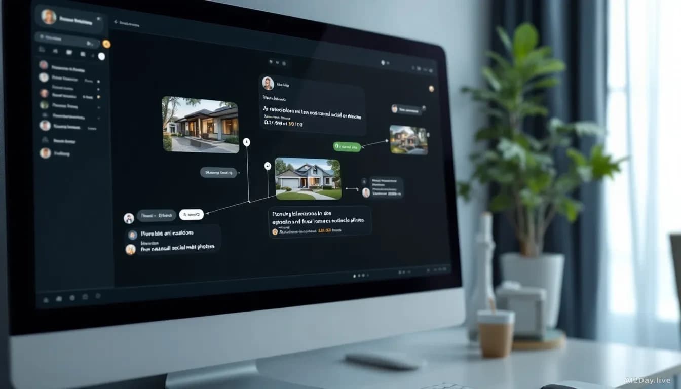 A computer screen displaying an AI chatbot conversation tracing the identification of a residential suburb and specific address from casual social media photos,