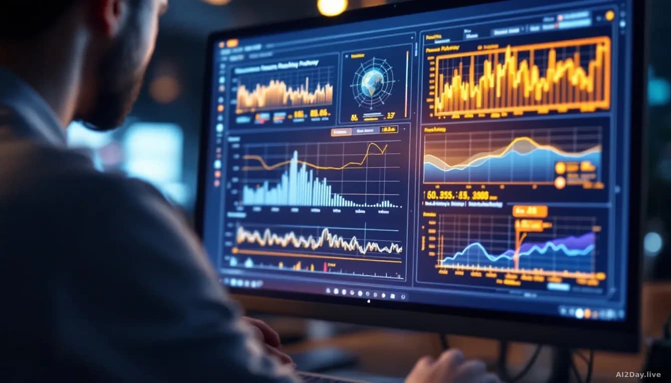 A machine learning researcher examining training pathway visualizations on a computer screen, with graphs showing model performance degradation across different
