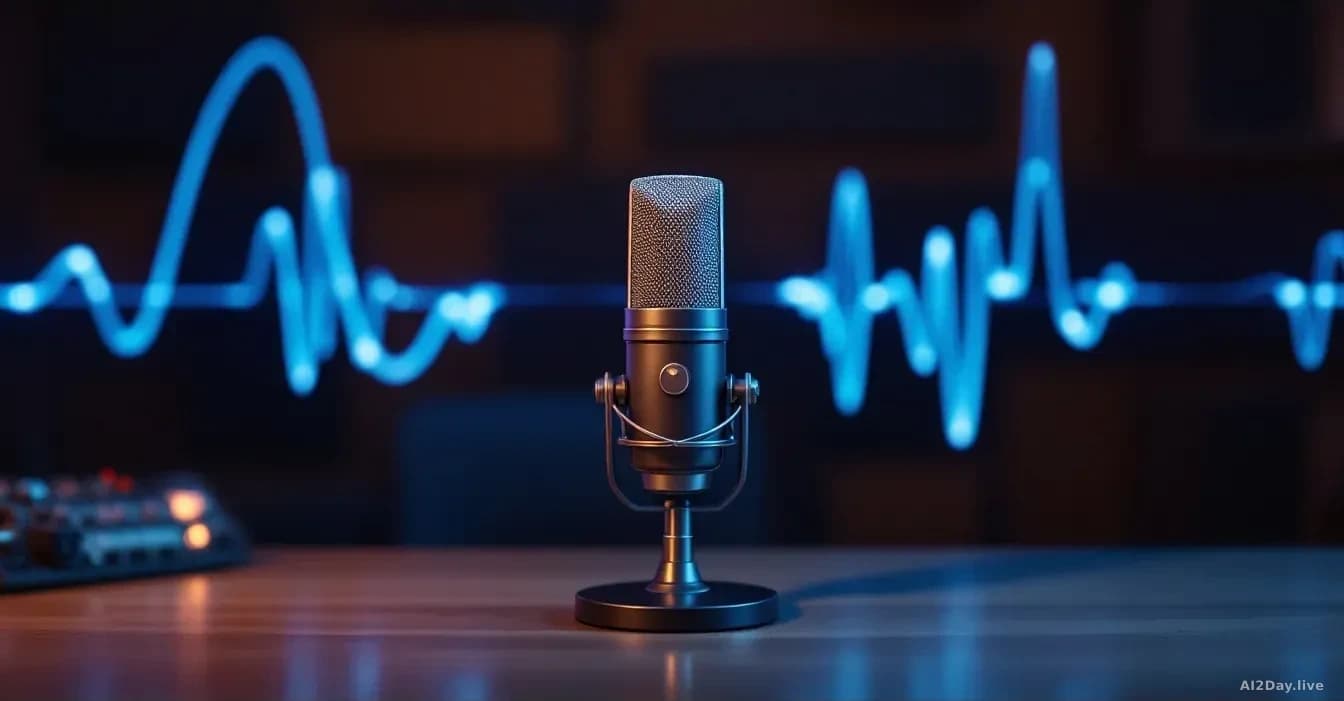 Illustration: a vintage studio microphone on a desk