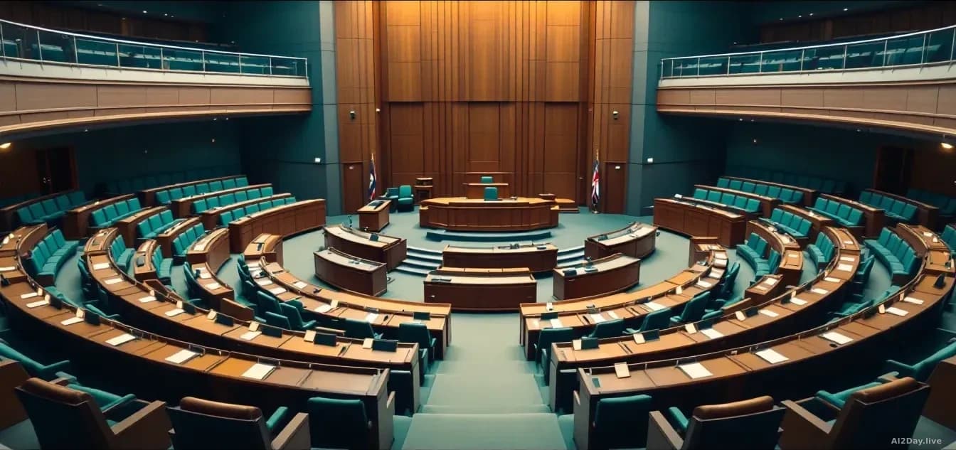 Illustration: A modern parliamentary chamber interior