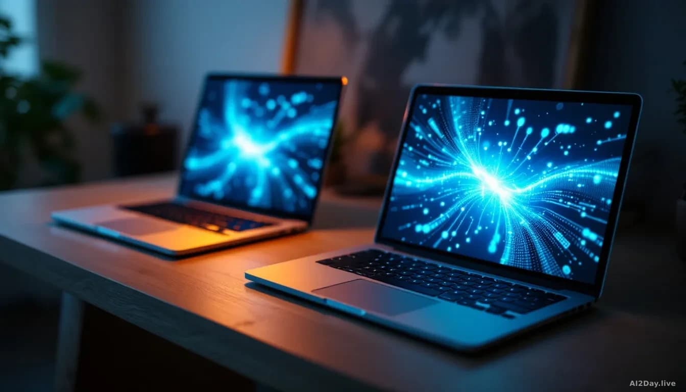 Illustration: A flat desk surface photographed from slightly above in warm ambient light