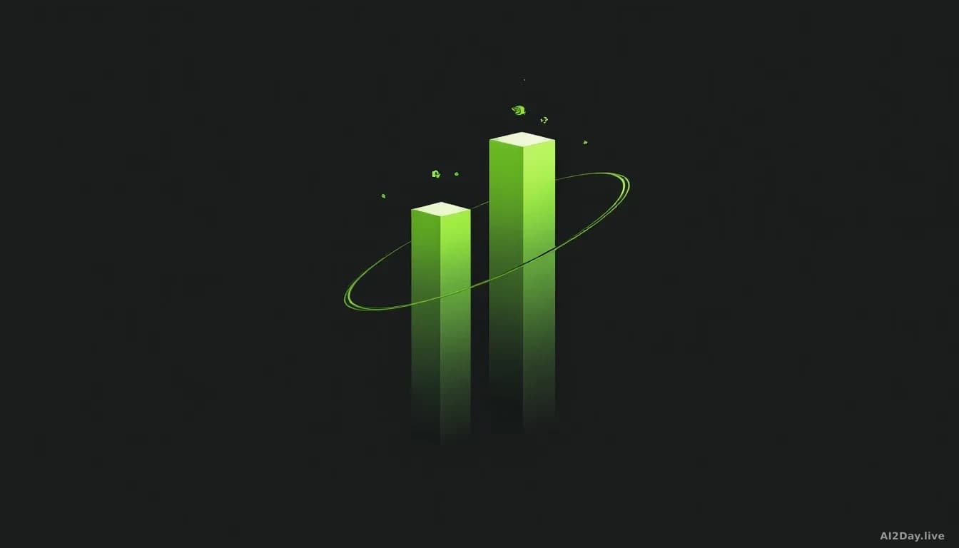 Illustration: Abstract bar chart with two columns rising from a dark background