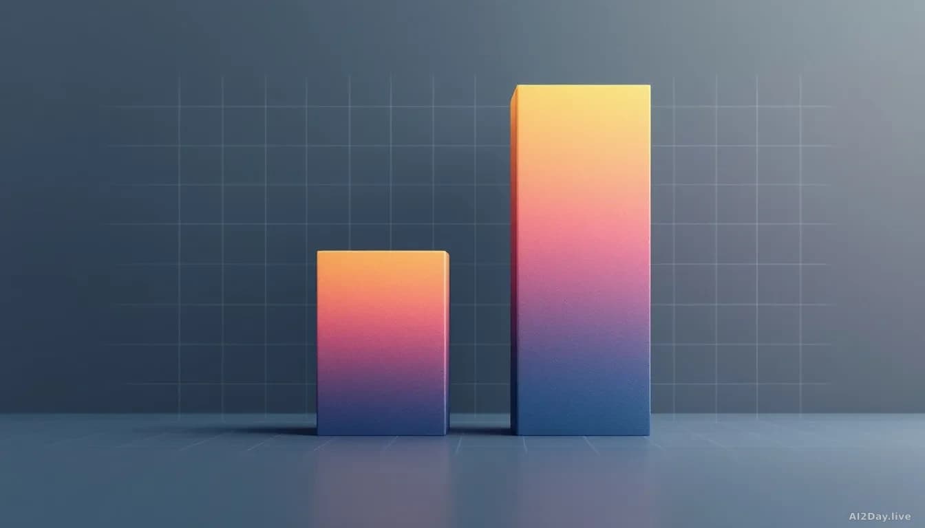 Illustration: An abstract bar chart with two bars rising from a horizontal baseline