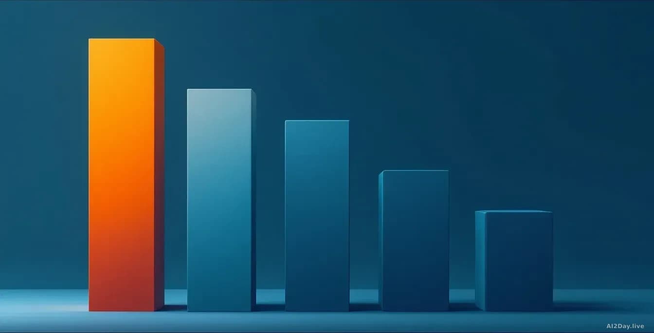 Illustration: Abstract bar chart with five vertical columns of varying heights