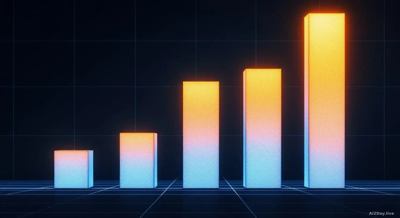 Illustration: Abstract bar chart illustration with five vertical bars of varying heights representing weekly story counts