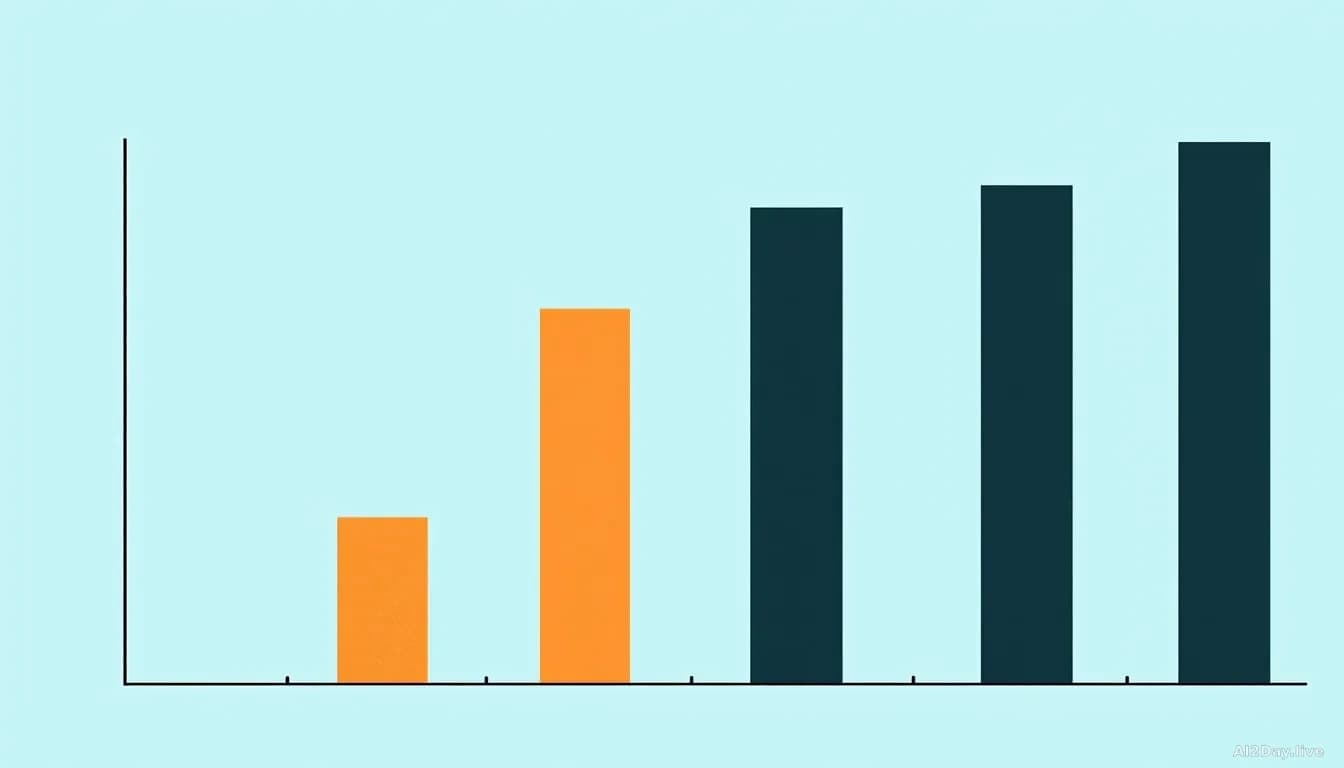 Illustration: Abstract bar chart with one small bar on the left and four taller bars on the right
