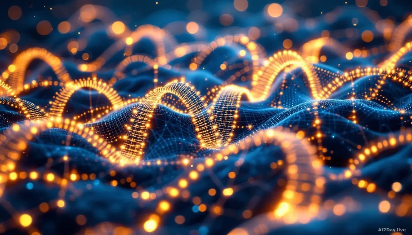 Illustration: A glowing abstract neural network rendered as interlocking European-