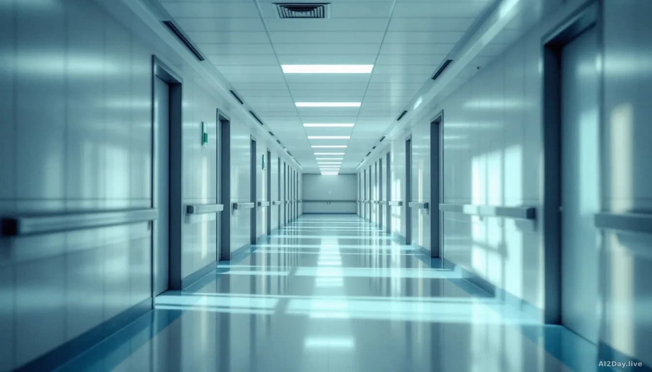 Modern hospital corridor in soft daylight