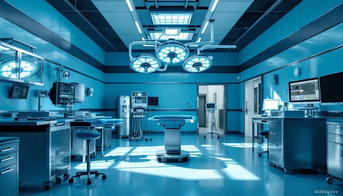 Empty operating theatre lit from above