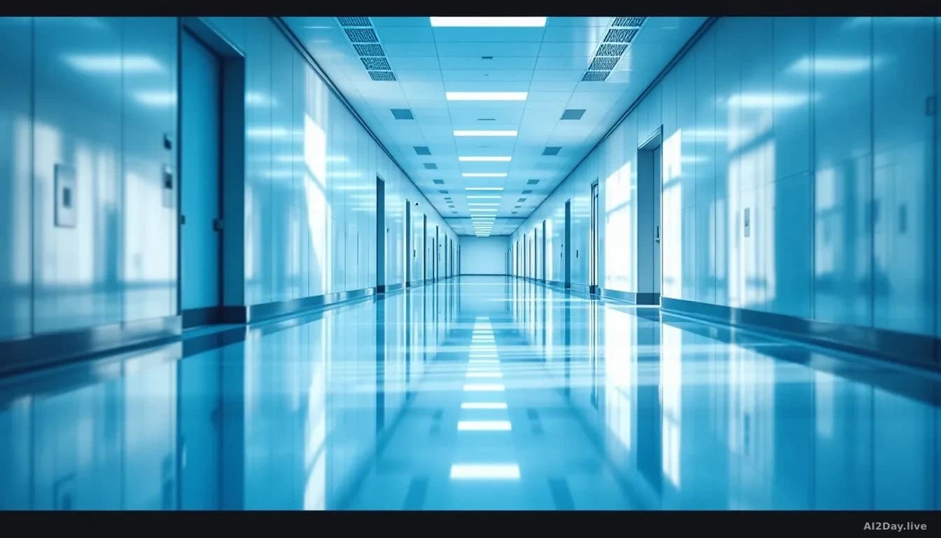 Modern hospital corridor in soft daylight