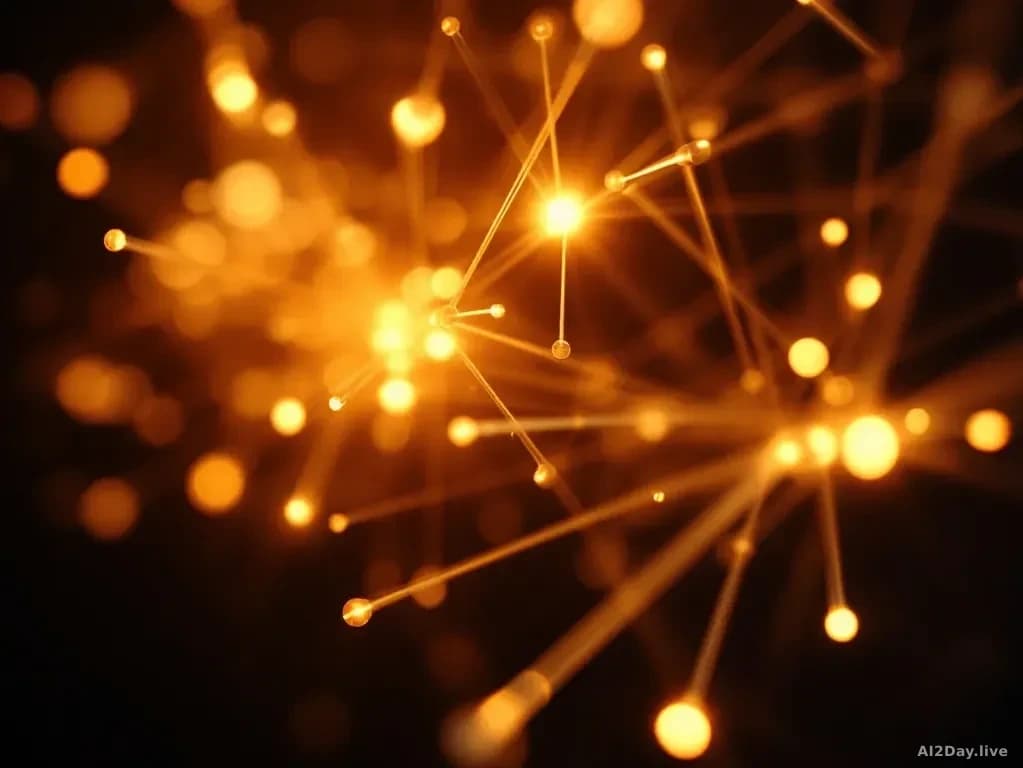 Abstract lattice of light filaments suspended on near-black